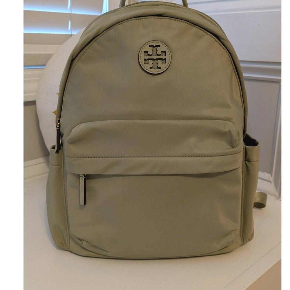 Tory Burch Ella Nylon Backpack in Light Olive